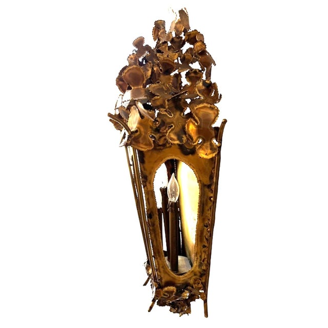 Mid-Century Modern 1960s Brutalist Welded Brass Wall Mount Lantern by Tom Greene For Sale - Image 3 of 12