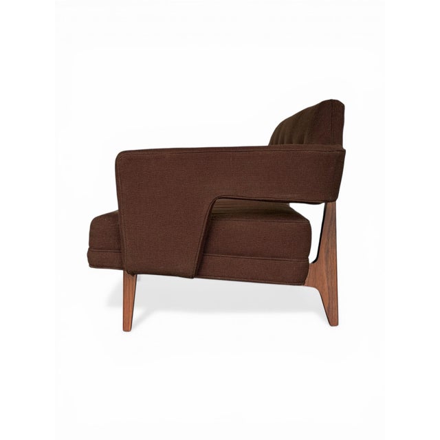 Vintage mid century modern bracket back sofa by Edward Wormley for Dunbar. Model 486, circa 1950s. - Solid black walnut...