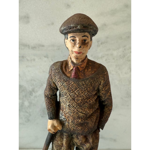English Vintage Cast Iron Golfer Doorstop For Sale - Image 3 of 8