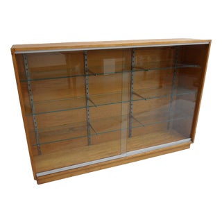 Vintage Shop Display Bookcase with Sliding Doors, 1950s For Sale