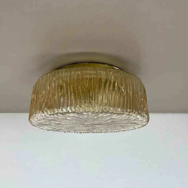 Amber Textured Wall Light in the style of Helena Tynell for Glashütte Limburg, 1960s For Sale - Image 4 of 18