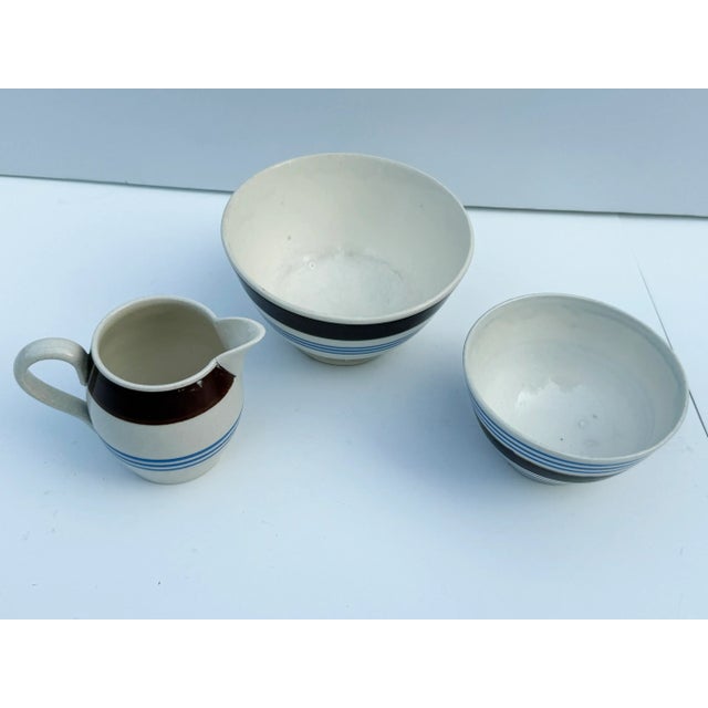 Collection of Brown & Blue English Pottery - Adderleys England - Bowls & Pitcher For Sale - Image 4 of 10