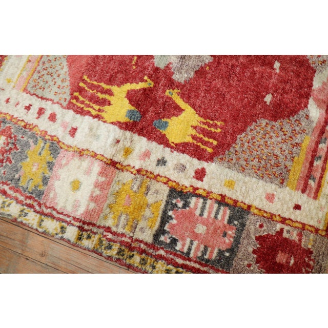 Textile Early 20th Century Zabihi Collection Turkish Anatolian Animal Small Square Rug - 3'9" x 4'7" For Sale - Image 7 of 8
