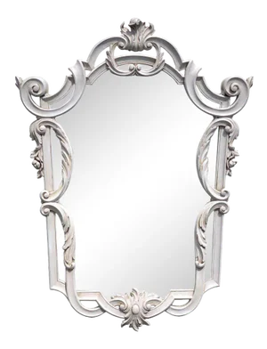 Mid 20th Century Continental Carved Neoclassical Grey Painted Shield Mirror