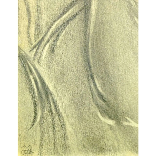 Fluid abstract pencil drawing by Spanish artist Hugo Esteban, circa 1960. Signed lower left. Original artwork on paper...