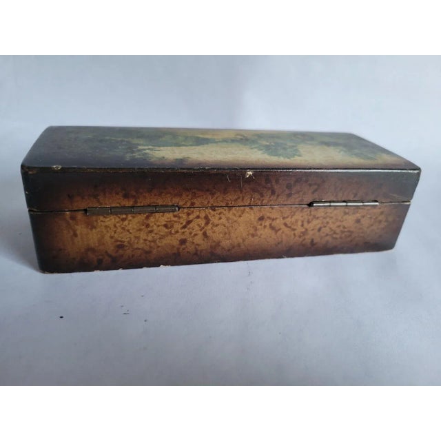 Mid 20th Century Mottahedeh Italian Pastoral Wooden Hinged Divided Postage Stamp Box For Sale - Image 5 of 12