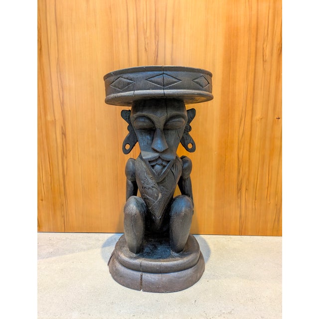 1940s-1950s Borneo Ancestral Figure Wood Stool | Dayak Tribe For Sale - Image 4 of 9