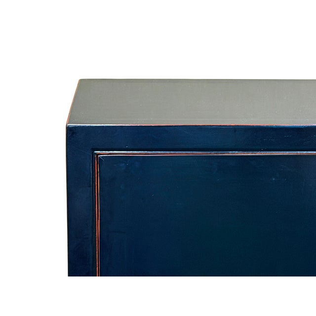 Oriental Black Lacquer Slim Round Moon Face Storage Cabinet For Sale - Image 10 of 13