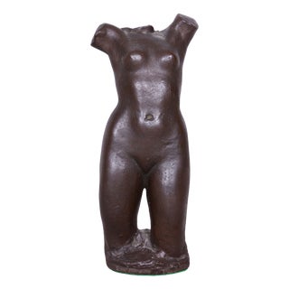 Art Deco Nude Torso Statue in Ceramic, 1940s For Sale