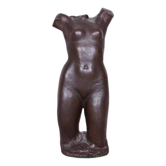Art Deco Nude Torso Statue in Ceramic, 1940s For Sale