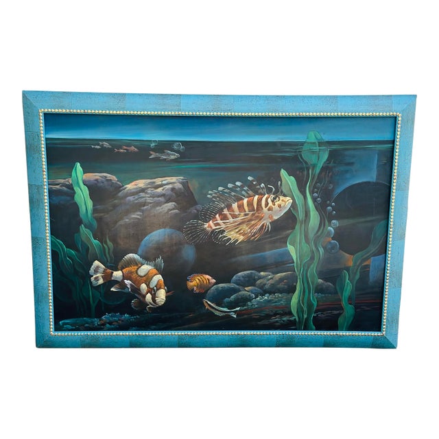 Large Contemporary Coastal Painting, Framed For Sale