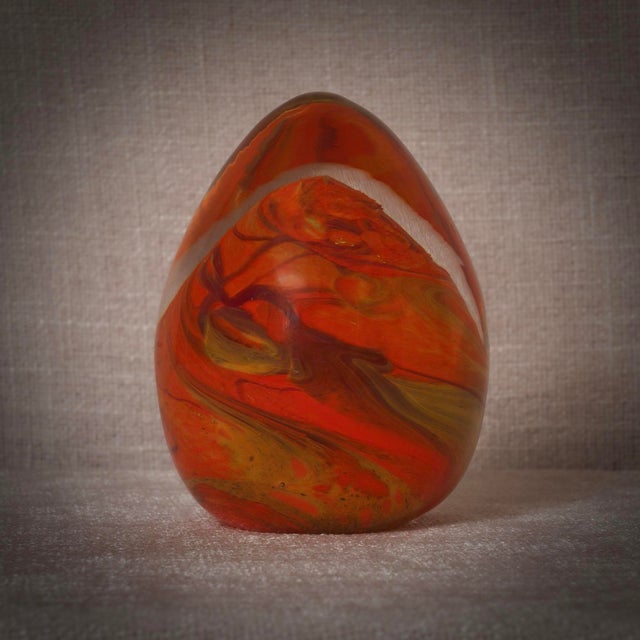 Mid-Century Modern Murano Art Orange Glass Egg, Italy, 1980s For Sale - Image 10 of 11