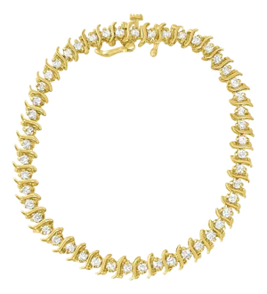 S Style Diamond Tennis Bracelet 1.50cttw 14k Yellow Gold