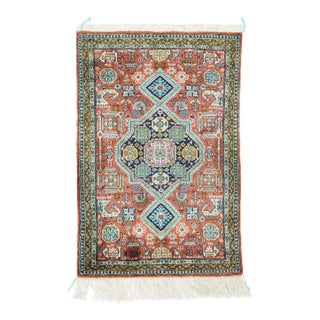 Extremely Fine Persian Silk Qum Rug 1'10'' X 2'10'' For Sale