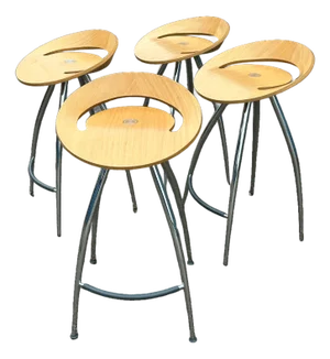 Late 20th Century Magis Lyra Barstool by Design Group Italia – Iconic Italian Modern Chrome & Beech Bentwood Bar Stool, Scandinavian Minimalist Design