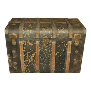 Antique Large Metal & Wood Steamer Trunk