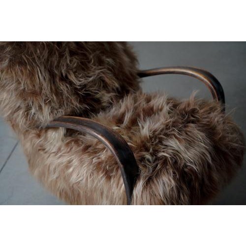 Lounge Chairs in Long Hair Sheepskin by Jindrich Halabala, Czech Republic, 1930s, Set of 2 For Sale - Image 14 of 15