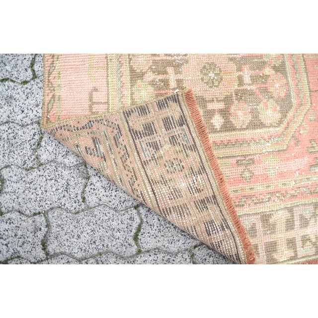 1960s Oushak Faded Turkish Woven Corridor Rug For Sale - Image 10 of 11