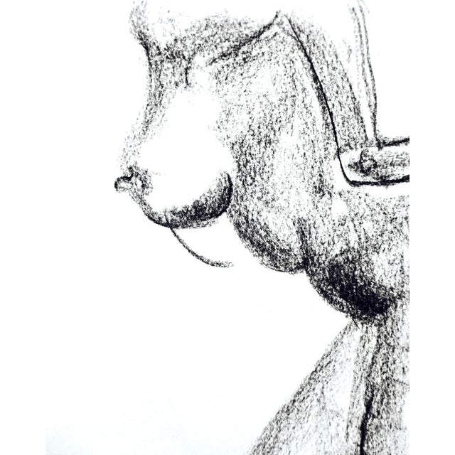 AFrench model posing as a Diva.. Artist Martha Holden drew this charcoal drawing on paper painting in France. Signed...