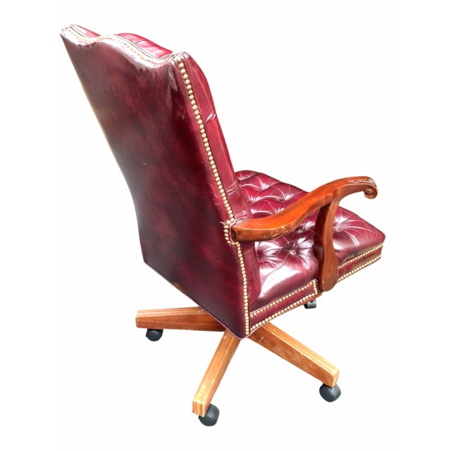 Traditional 1990s 4 Hancock & Moore Tufted Executive Chairs For Sale - Image 3 of 12