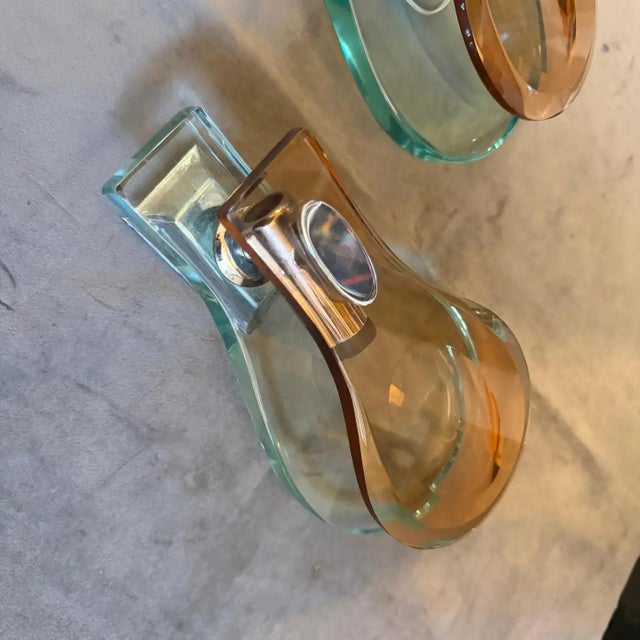 1960s Space Age Brown and Green Heavy Glass Wall Sconces by Veca For Sale - Image 11 of 12