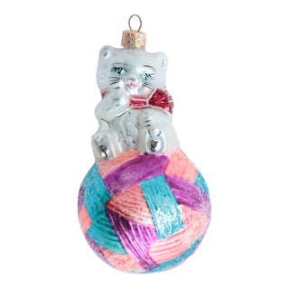 Christopher Radko White Cat Christmas Ornament For Sale