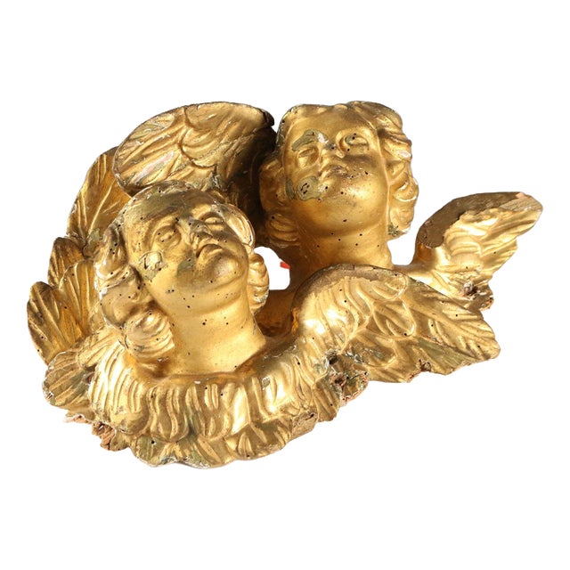 Golden Cupids in Carved and Gilded Wood For Sale