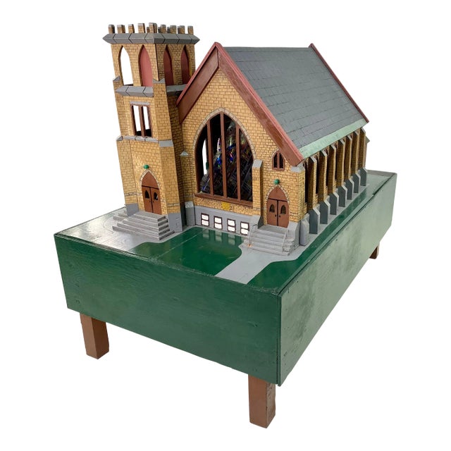 Vintage Exact Replica Wood Model-Of Old Schenectady Church For Sale