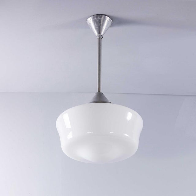 French Tabac Opal Glass Pendant Lamp, 1950s For Sale - Image 11 of 11