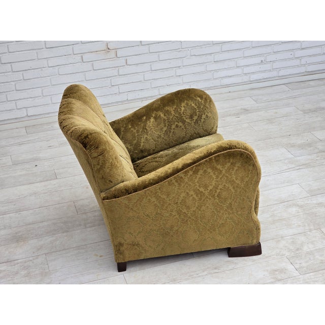 Danish Relax Chair in Furniture Velour and Oak Wood, 1950s For Sale - Image 10 of 18