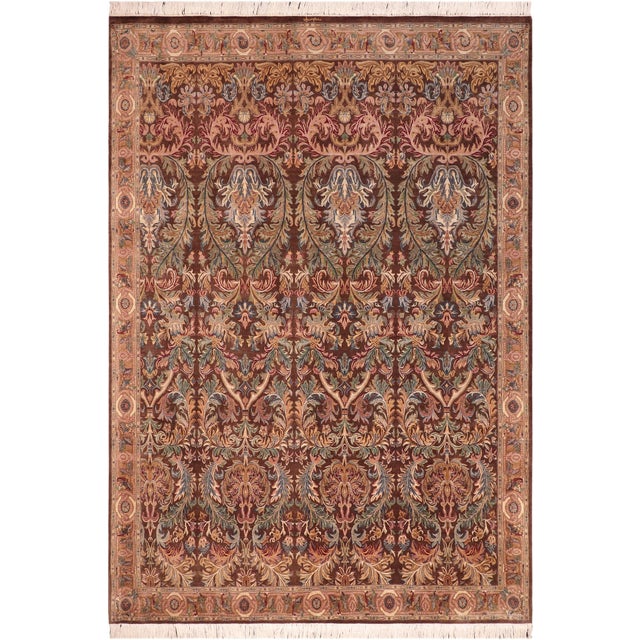 Art Nouveau Imran Pak-Persian Brown/Gold Wool Rug - 8'2'' X 10'2'' For Sale - Image 9 of 9