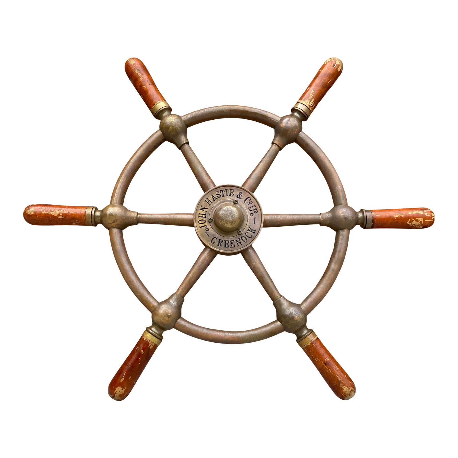 船舶用舵輪●John Hastie & Co. Ltd製造●24-06-19 Lot - BRASS SHIP'S WHEEL BY JOHN HASTIE & CO. LTD.