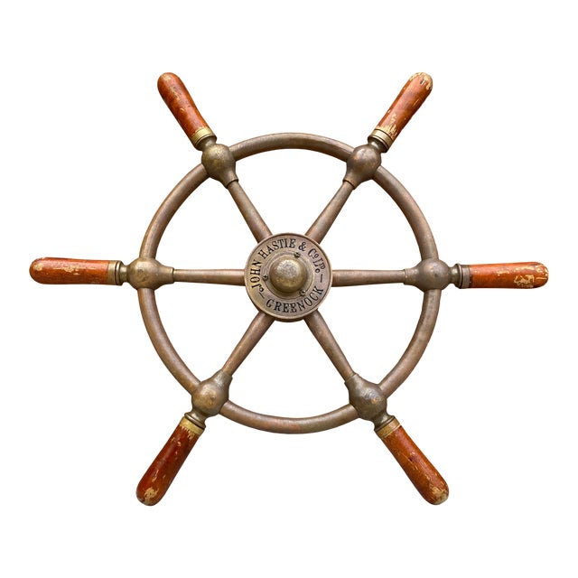 船舶用舵輪●John Hastie & Co. Ltd製造●24-06-19 Solid Brass Ship Wheel by John Hastie and Co. Ltd. – Lannan