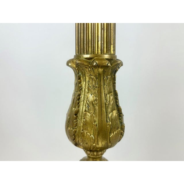 Large French Brass Altar Candlestick, 1920s For Sale - Image 6 of 13