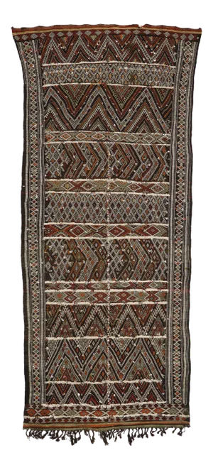 Vintage Zemmour Moroccan Kilim Runner Rug - 04'09 X 11'01