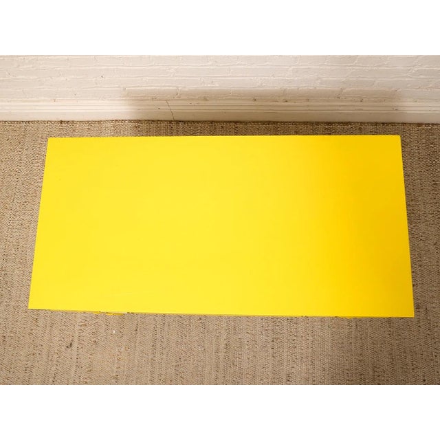 Vintage Hollywood Regency Yellow Campaign Writing Desk For Sale - Image 11 of 11