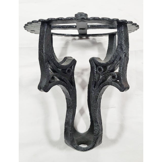 Pair Antique American Hammered Wrought Iron Floor Pricket Candle Stand Holders For Sale - Image 10 of 15