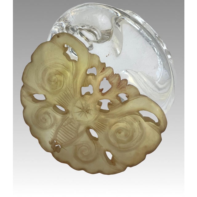 Chinoiserie Vintage Openwork Carved Chinese Jade Plaque / Pendant With Auspicious Moth or Butterfly For Sale - Image 3 of 8