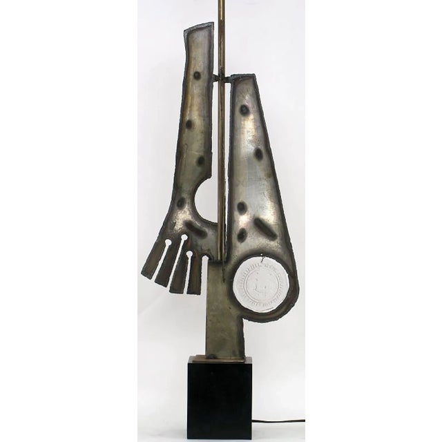 Brutalist Substantial Tall Brutalist Metal Sculpture Lamp by Laurel For Sale - Image 3 of 8