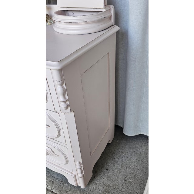 Wood Victorian Pink Dresser With Mirror, Circa 1920's For Sale - Image 7 of 14