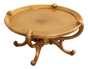Colombo Mobili Round Italian Carved Partial Gilt Coffee Table