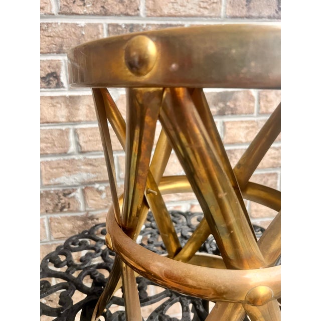 Mid 20th Century Vintage Mid Century Sarreid Style Brass Stool For Sale - Image 5 of 6