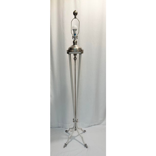 Art Deco Vintage Hart Associates Post-Modern Brass & Metal Floor Lamp With Black Shade and Cream Painted Legs For Sale - Image 3 of 12