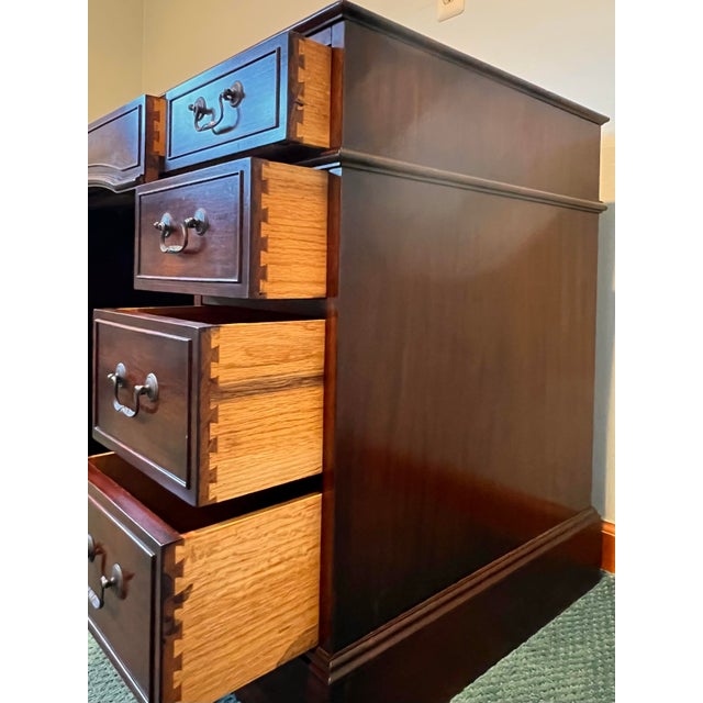 Colonial Manufacturing Leather Top Mahogany Regency Desk For Sale In New York - Image 6 of 10