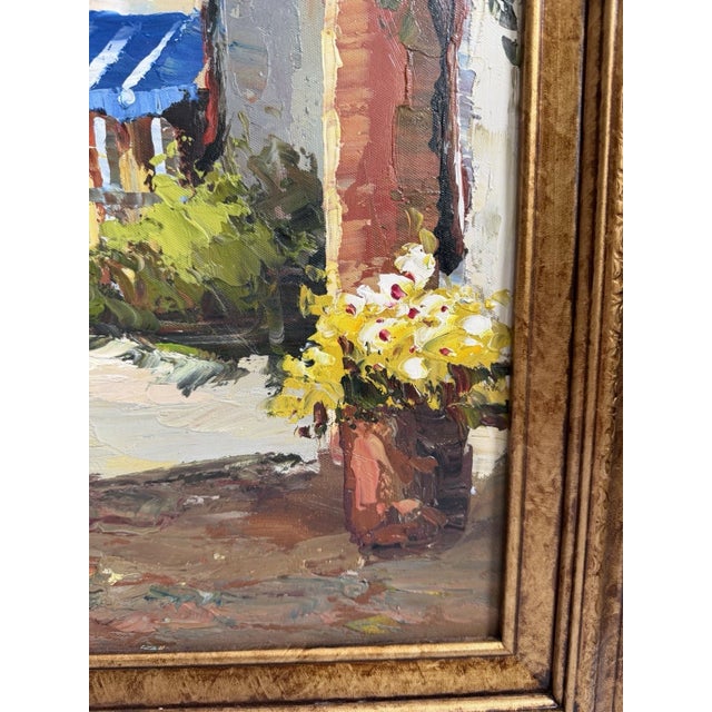 Textile Late 20th Century Stunning Original Oil Painting On Canvas, Mediterranean Coastal Scene 29x41 For Sale - Image 7 of 10