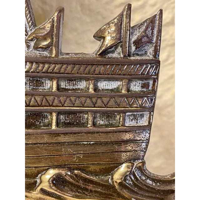 Metal Antique French Cast Brass “Galleon” Sculpural Wall Rack - DL Déposé No. 5 For Sale - Image 7 of 12