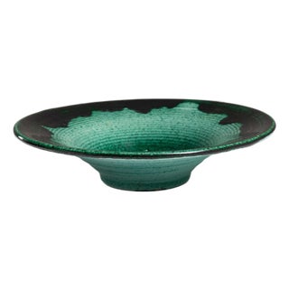 1960s France Teal Ceramic Serving Bowl For Sale