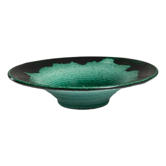 1960s France Teal Ceramic Serving Bowl For Sale