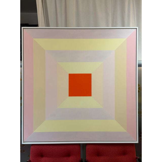 Early 21st Century French Artist Patrice Bertin Square Composition Oil on Canvas Signed and Custom Framed For Sale - Image 5 of 11