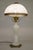 A rare and early Victorian age original Marble Urn column with "Sea Urchin" glass ball & Brass shade table lamp circa...